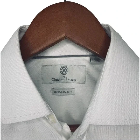 Christian Lacroix White Button Up Shirt Mens Size Small 14.5 NWT $130